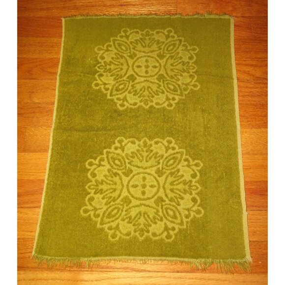 Vintage Sears Reversable Green Brocade Hand Towel 1960s bathroom mcm retro decor - Picture 8 of 10